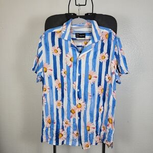 Original Use Men's Relaxed Fit Short Sleeve Button-Down Shirt Floral Design Sz S